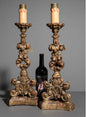 PAIR Ital Gilded Antique Candlesticks 23.5"h