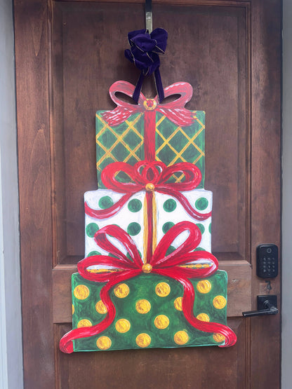 LARGE Designer Tiered Christmas Presents Door Hanger