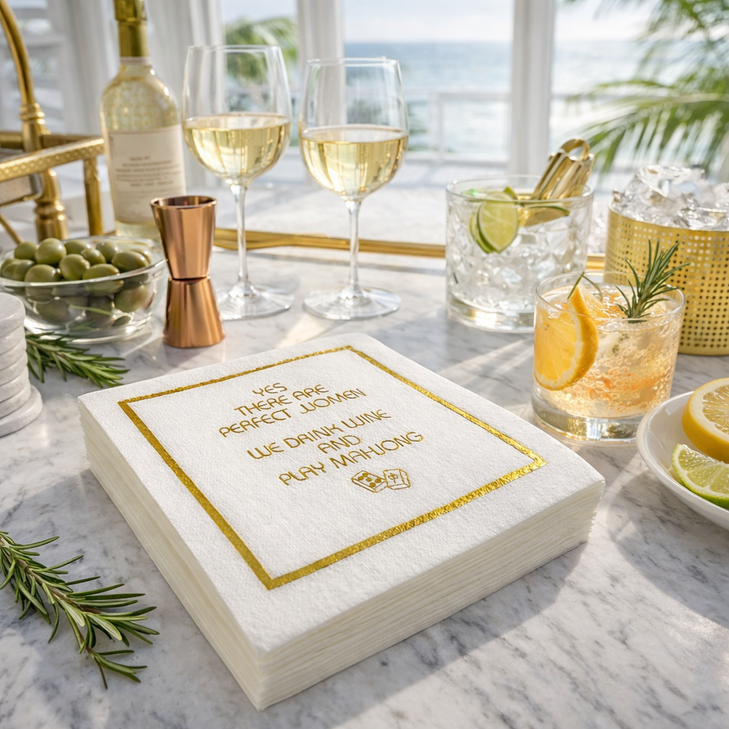 Linen-Feel Cocktail Napkins, Perfect Women Mahj