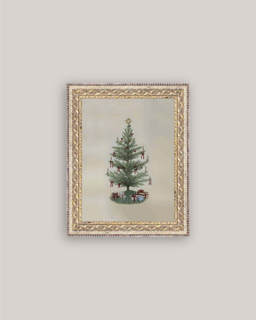 Vintage Tree with Bows Framed Art: 5x7