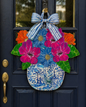 LARGE Designer Pansies in Ginger Jar Door Hanger