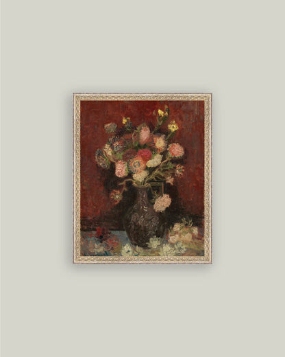 Chinese Asters and Gladioli Framed Art: 5x7