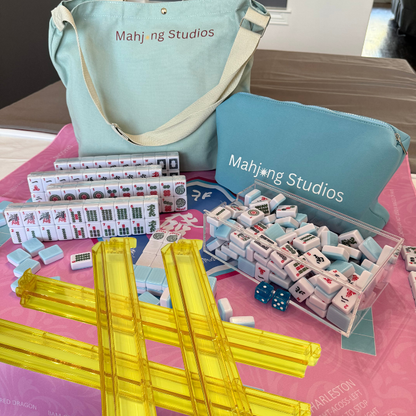 Bamboo Sky Mahjong Set 166 Tiles/Mat/Racks/Bag