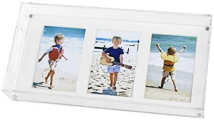 PHOTO TRAY - 16" X 8" WITH WHITE MAT FOR THREE 5" X 7" PHOTOS: PHOTO TRAY - 16" X 8" WITH WHITE MAT FOR THREE 5" X 7" PHOTOS