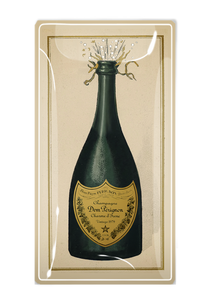 Dom Pérignon Brut Champagne Glass Decoupage Tray: 4"x 9"