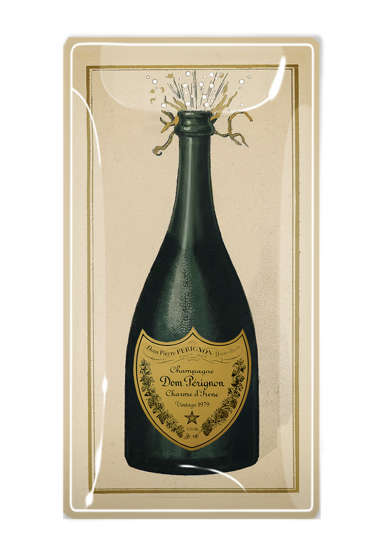 Dom Pérignon Brut Champagne Glass Decoupage Tray: 4"x 9"