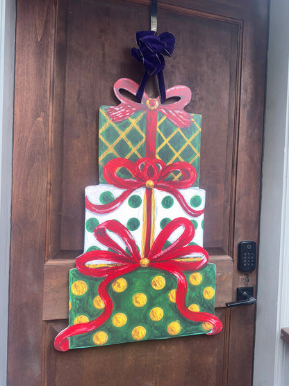 LARGE Designer Tiered Christmas Presents Door Hanger