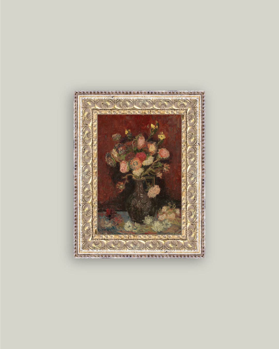 Chinese Asters and Gladioli Framed Art: 5x7