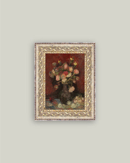 Chinese Asters and Gladioli Framed Art: 5x7