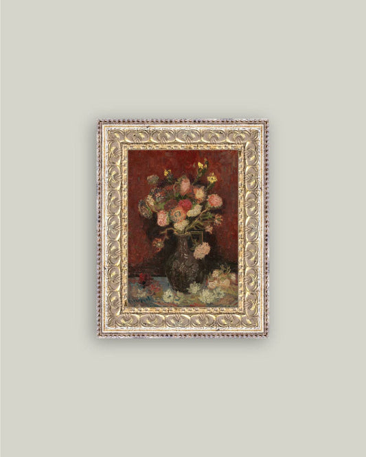 Chinese Asters and Gladioli Framed Art: 5x7