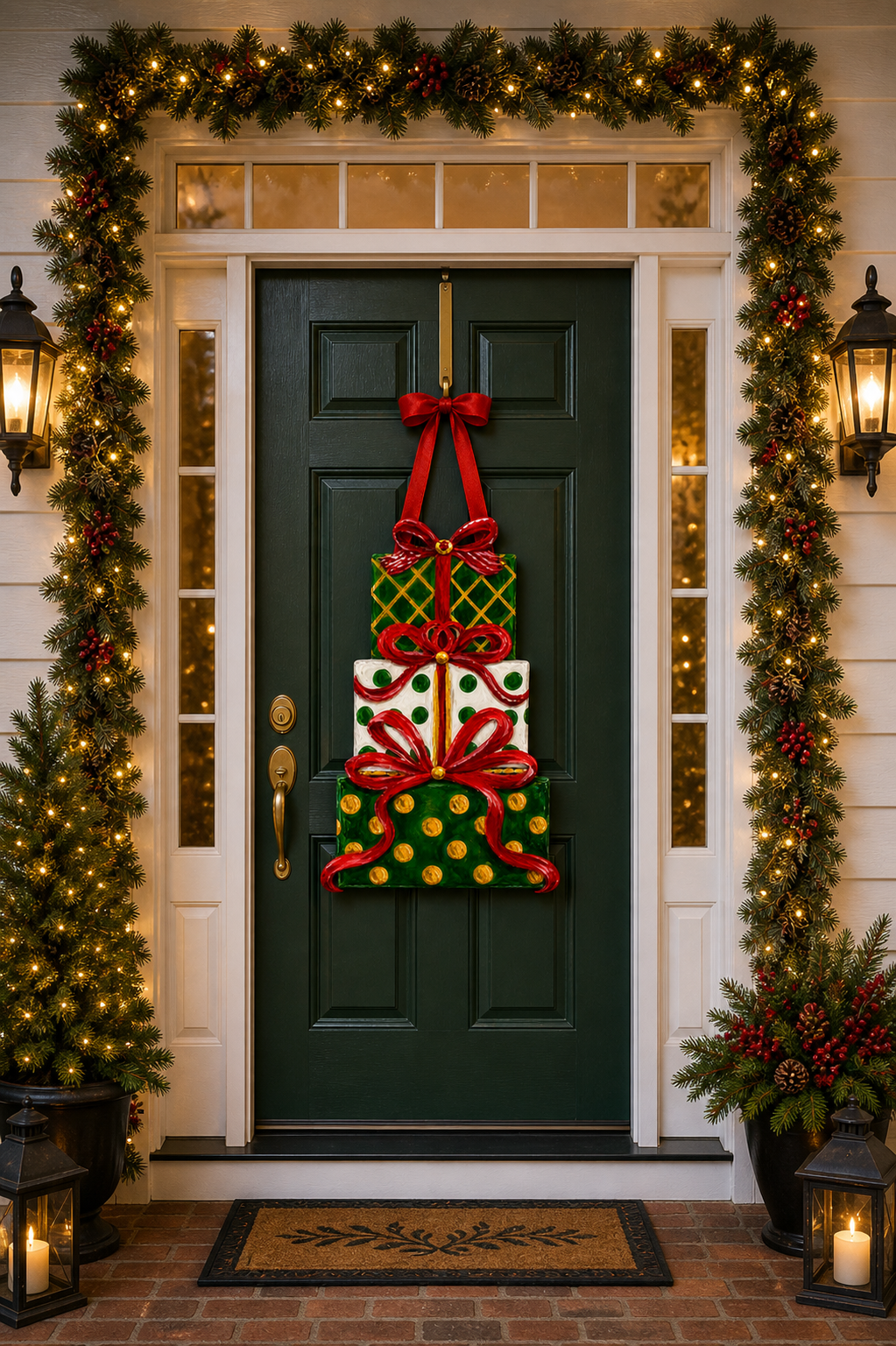 LARGE Designer Tiered Christmas Presents Door Hanger