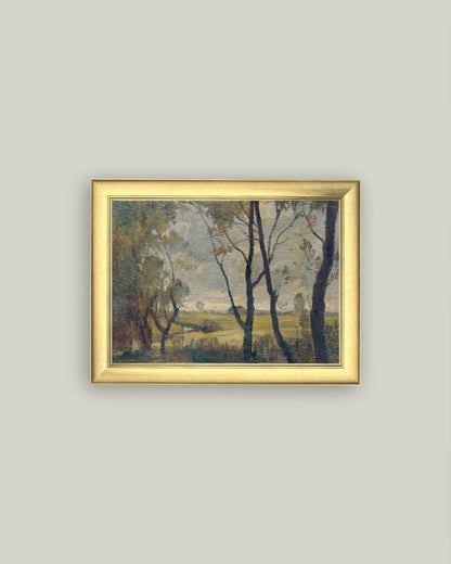 The Woods Framed Antique Art: 11x9