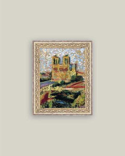 Notre Dame Framed Antique Art: 12x16