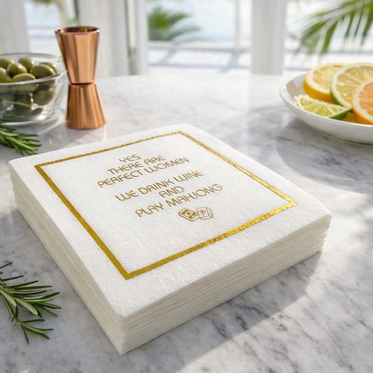 Linen-Feel Cocktail Napkins, Perfect Women Mahj