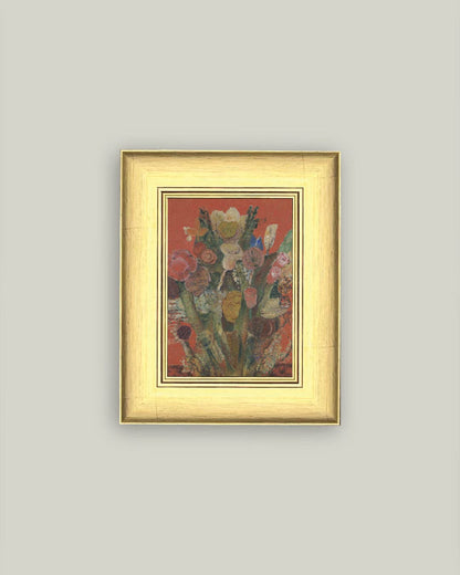 Eccentric Bouquet Framed Antique Art: 9x11