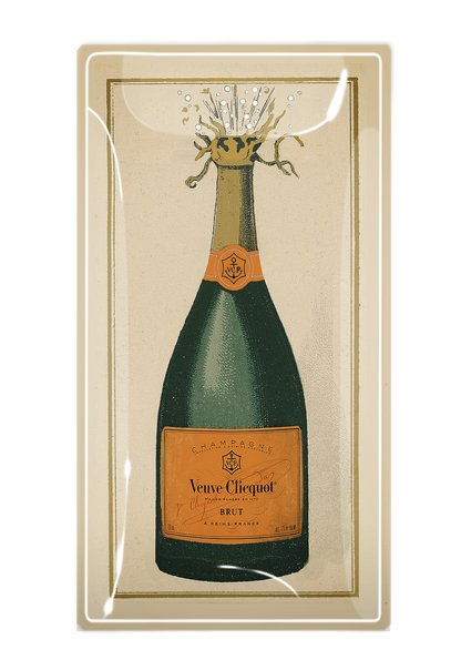 Veuve Clicquot Brut Champagne Glass Decoupage Tray: 4"x 9"