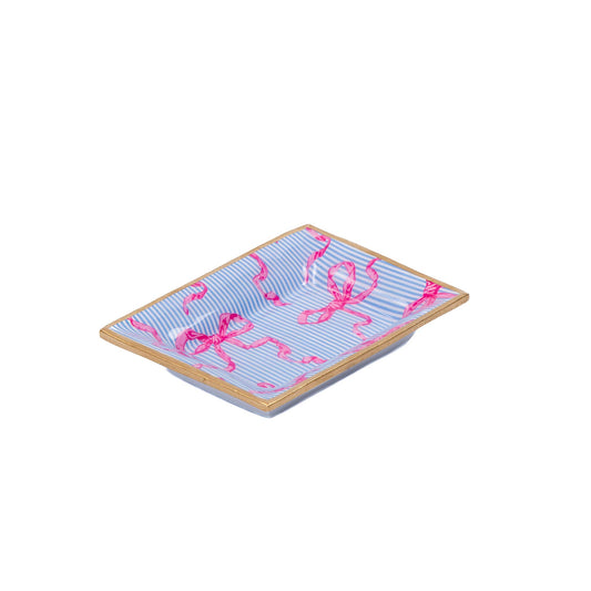 Ribbons of Hope Enameled Landry Tray - Blue: Blue