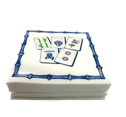 Linen-Feel Cocktail Napkins, Preppy Mahjong 