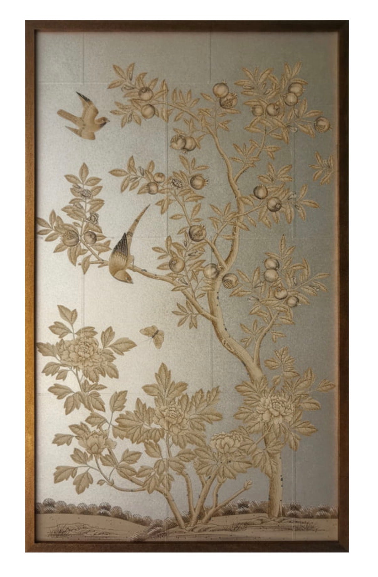 Sepia Garden (A)Hand Painted Wallpaper Panel 37.5x63.75