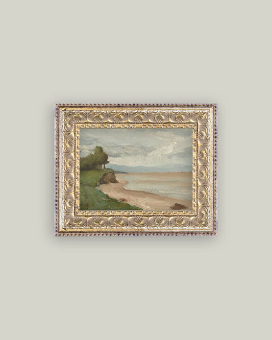 Beach Near Etretat Framed Antique Art: 7x5