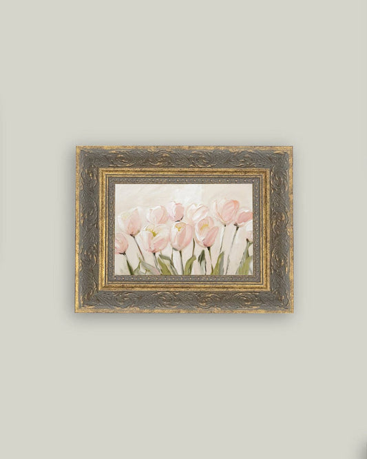 Pink Tulips Framed Art: 7x5
