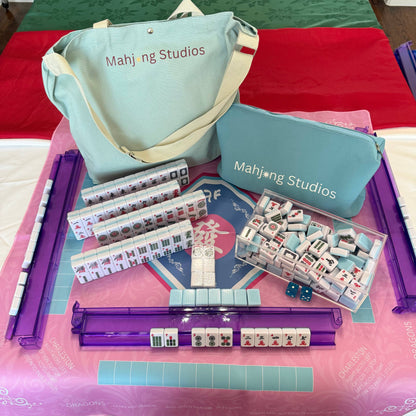 Bamboo Sky Mahjong Set 166 Tiles/Mat/Racks/Bag