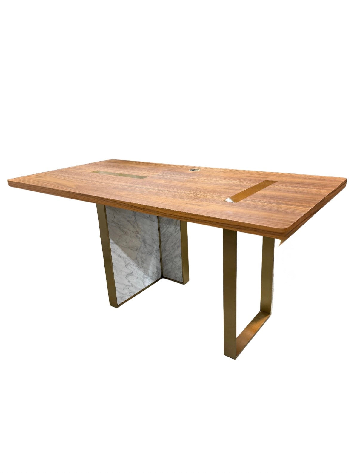 Walnut/Brass/Marble Desk 63x31.5x29.75”h