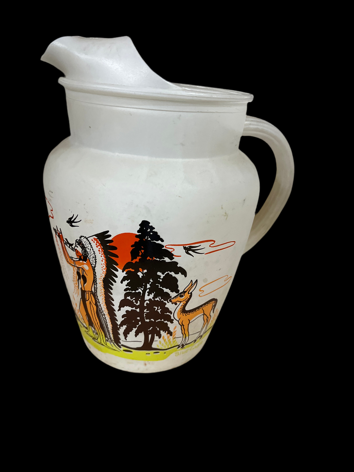 Vintage OKLAHOMA PITCHER & 6 GLASSES
