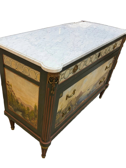 Louis Style Polychrome Chest 47x20x32.5"h