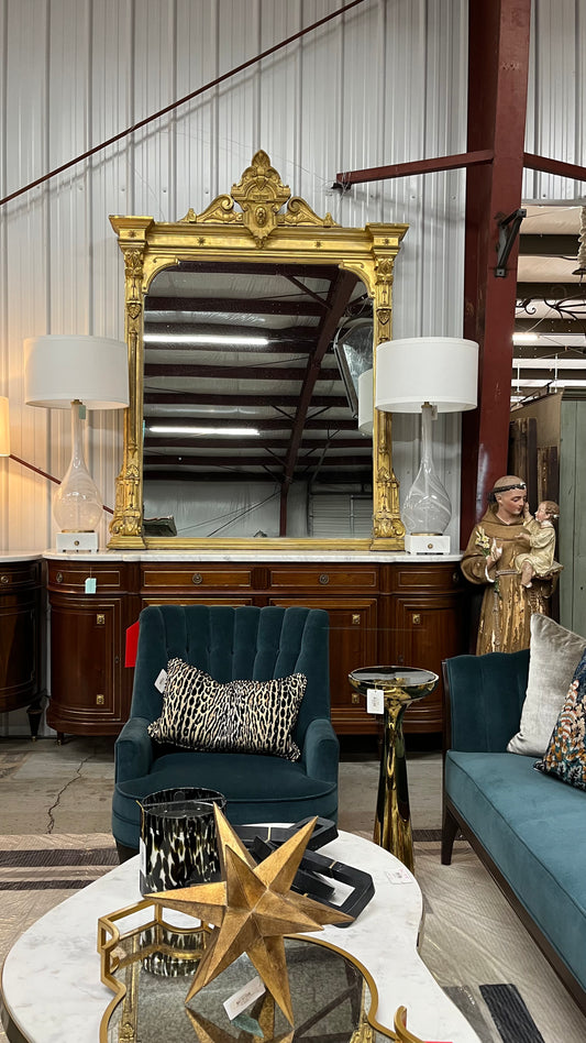 Grand Antique Mirror with Water Gilt