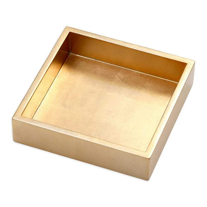 Gold Lacquer Luncheon Napkin Holder 7.5x7.5x2.2"h