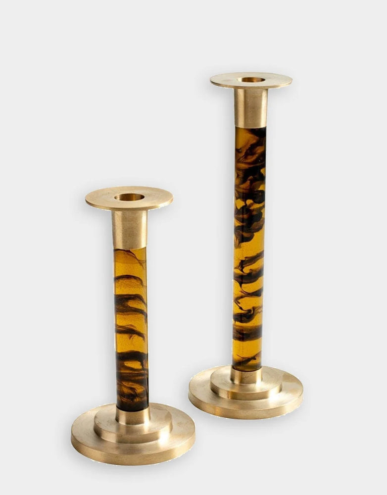 Brass and Tortoiseshell Candle Stick
