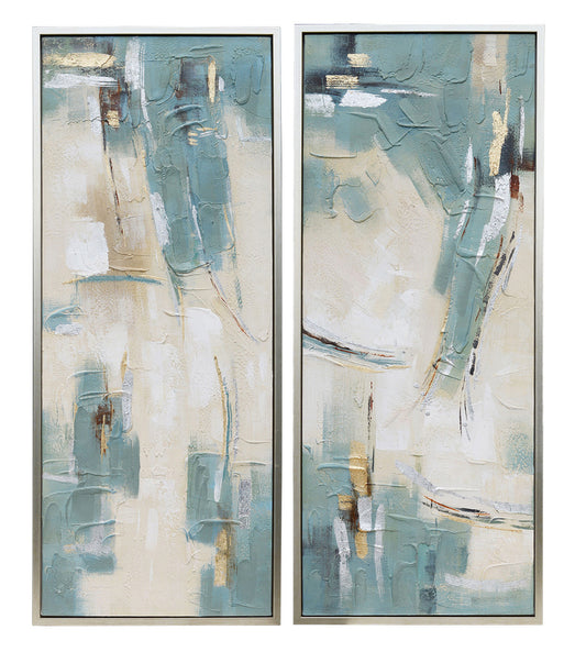Canvas and Wood Abstract Panel 22x52h