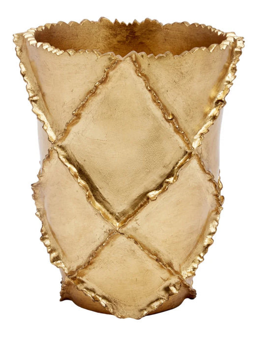 Leila Gold Leaf Vase 10dx12h