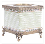 Porcelain Tissue Box with Bronze 6”h