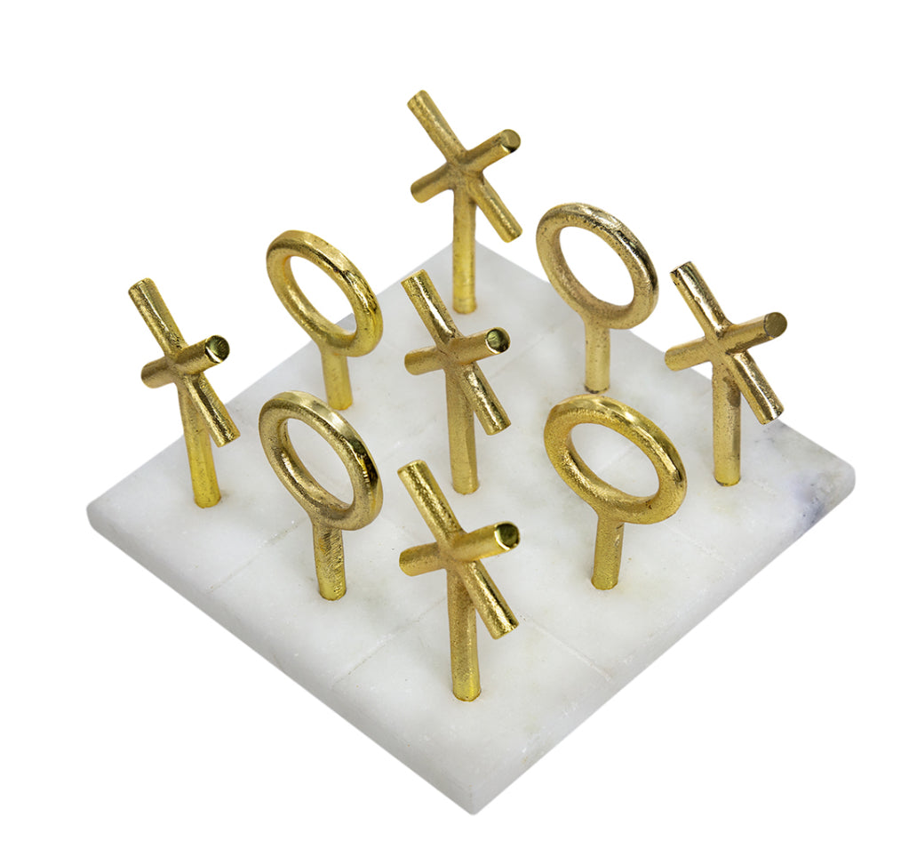 Marble and Gold Tic Tac Toe