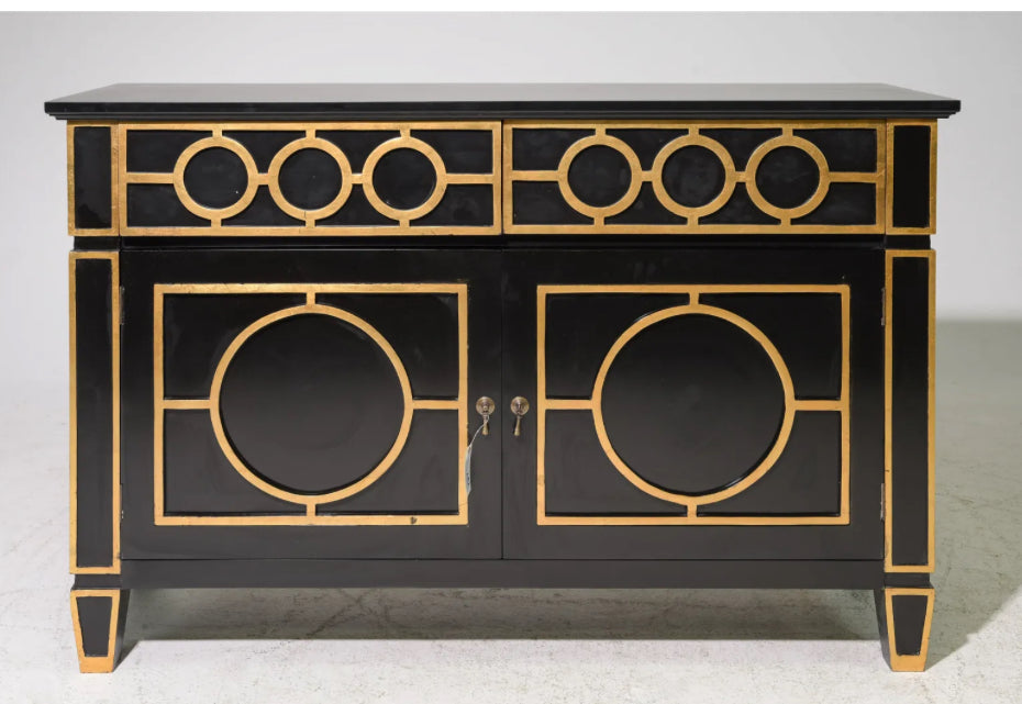 Hollywood Style Black and Gold Console 60x18x39h
