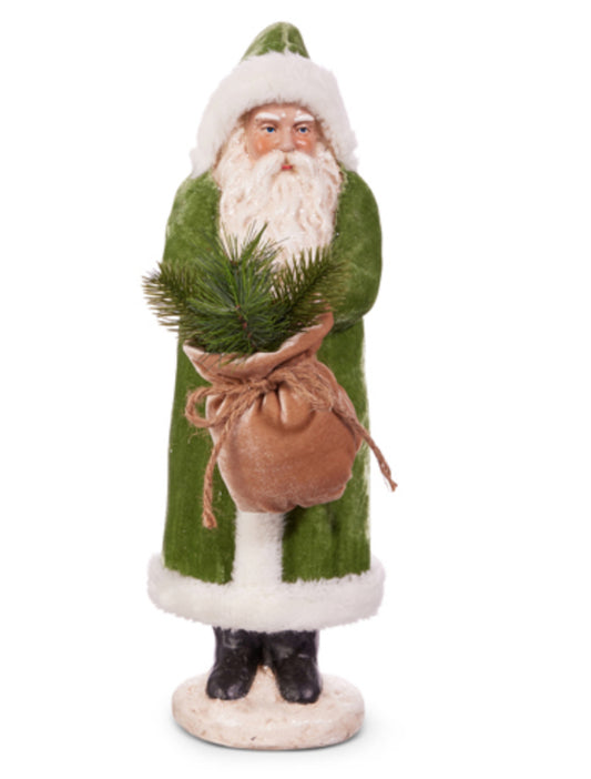 17.25” Green Hooded Santa