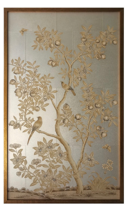 Sepia Garden (B) Hand Painted Wallpaper Panel 37.5x63.75