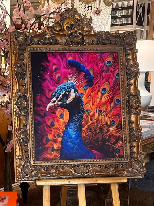 Peacock Print in Heirloom Frame 28x32.5h