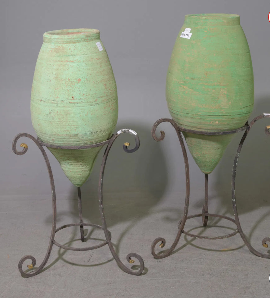 PAIR Spanish Terracotta Planters on Stand 40.5"h