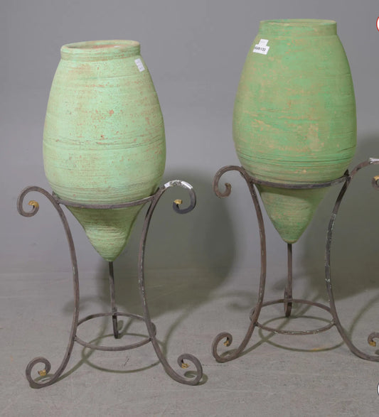 PAIR Spanish Terracotta Planters on Stand 40.5"h