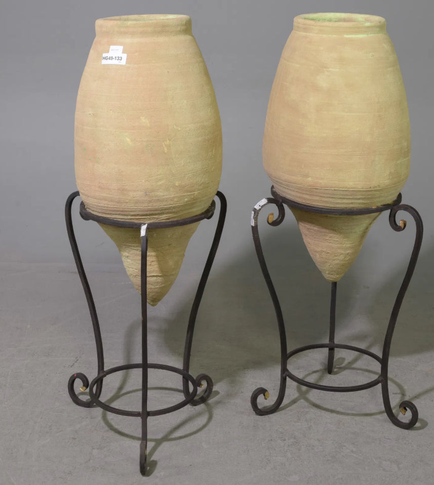 PAIR Spanish Terracotta Planters on Stand 40.5"h