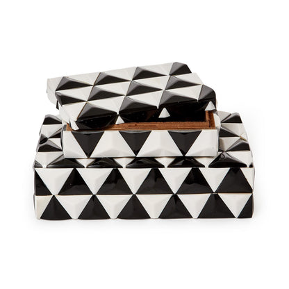 Black and White Pyramid Covered Box Set of 2