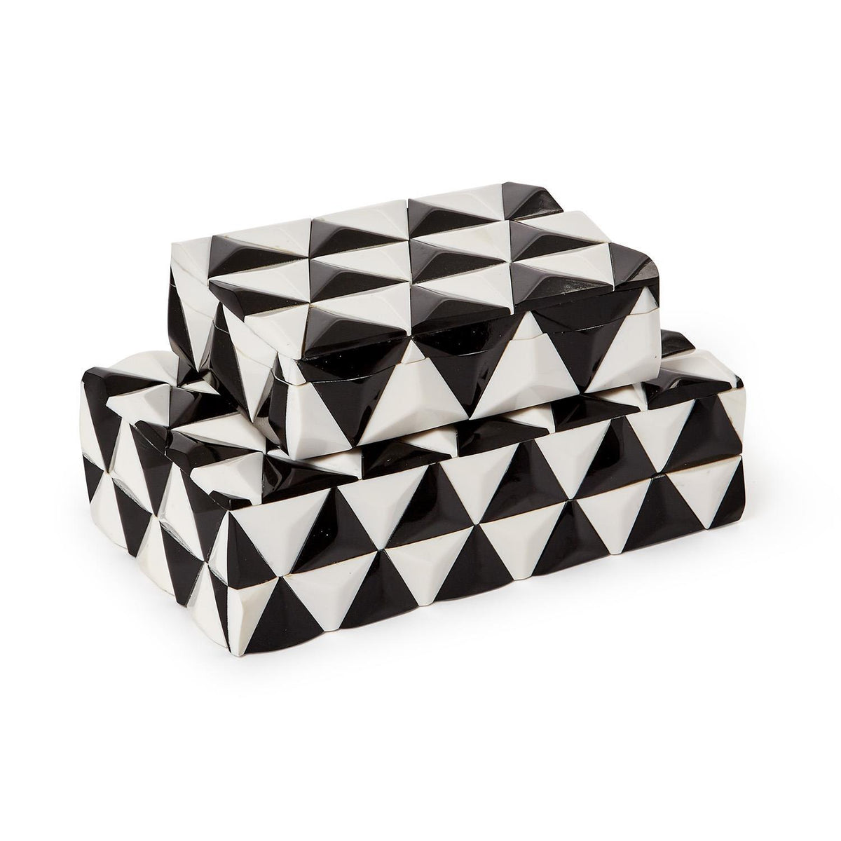 Black and White Pyramid Covered Box Set of 2