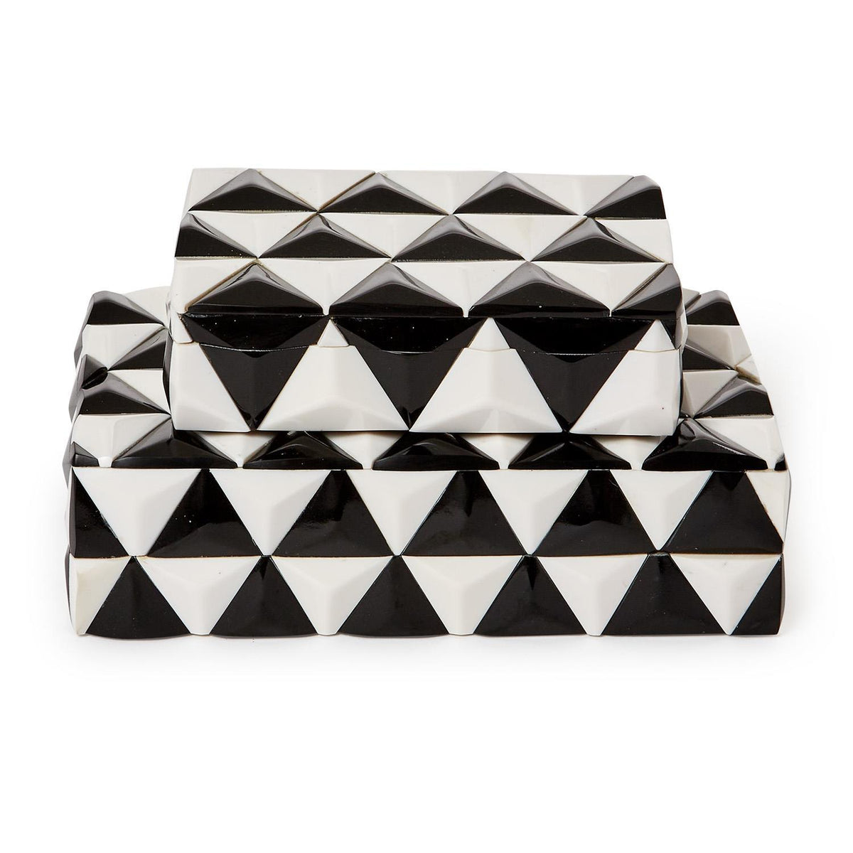 Black and White Pyramid Covered Box Set of 2