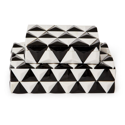 Black and White Pyramid Covered Box Set of 2