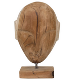 Hand Carved Teak Face on Stand 8"h