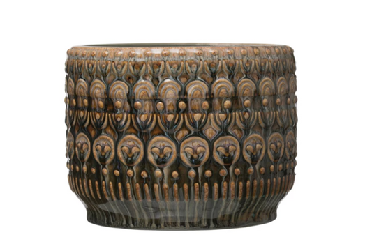 Embossed Stone Planter 8x6h