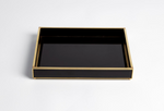 Beveled Black Glass Tray 9.25x12x2h